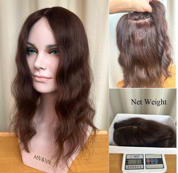 

skin base virgin human hair er for women silk toupee wavy hair piece, Black;brown