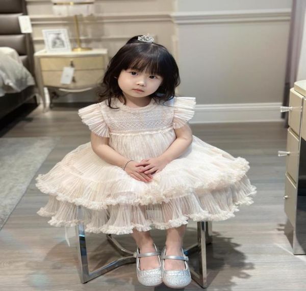 

kids girls wedding dresses baby girl lace print cake dress fashion children party tutu pink clothing8970377, Red;yellow