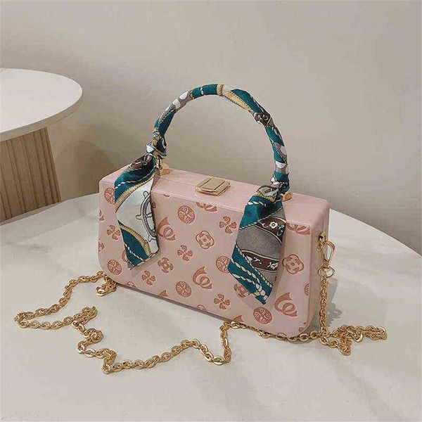

2023 designer bag 2023 new fashion female sweet messenger bag fashion embossed pink shoulder silk scarf portable small square bag
