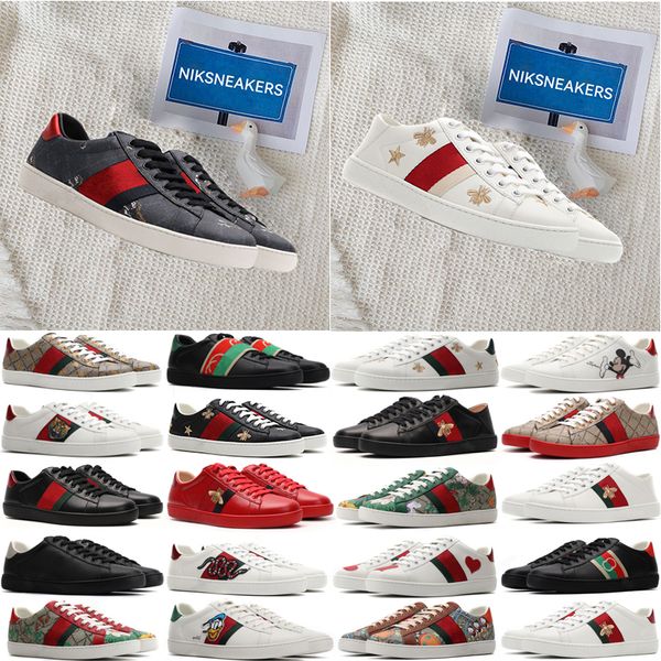 

ace bee snake casual shoes designer sneakers womens shoes sports trainers tiger embroidered white green red stripes sneaker walking men wome, Black
