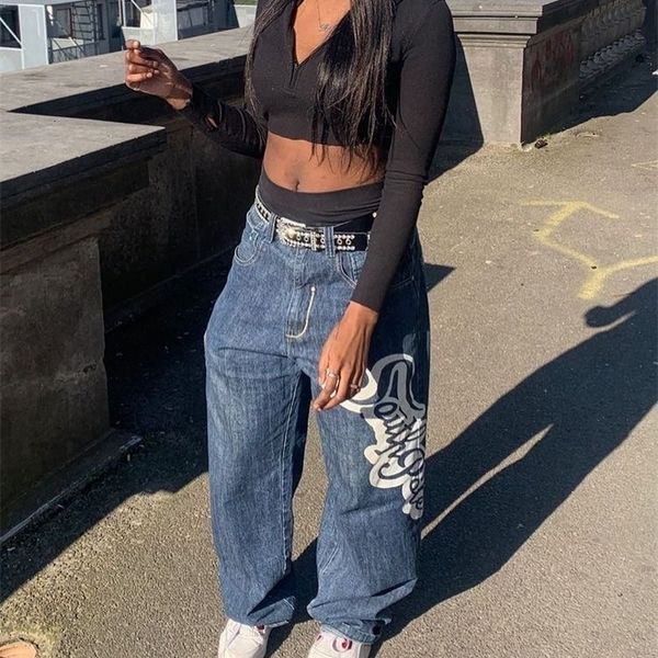 

women's jean's jeans wide leg cargo pants streetwear baggy y2k men fashion loose straight male brand clothing black spring autumn, Blue