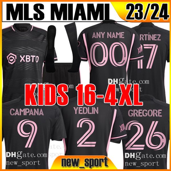 

4xl 23 24 mls inter miami soccer jerseys higuain campana yedlin beckham 2023 2024 trapp pellegrini pizarro pirez morgan football men kids pl, Black;yellow