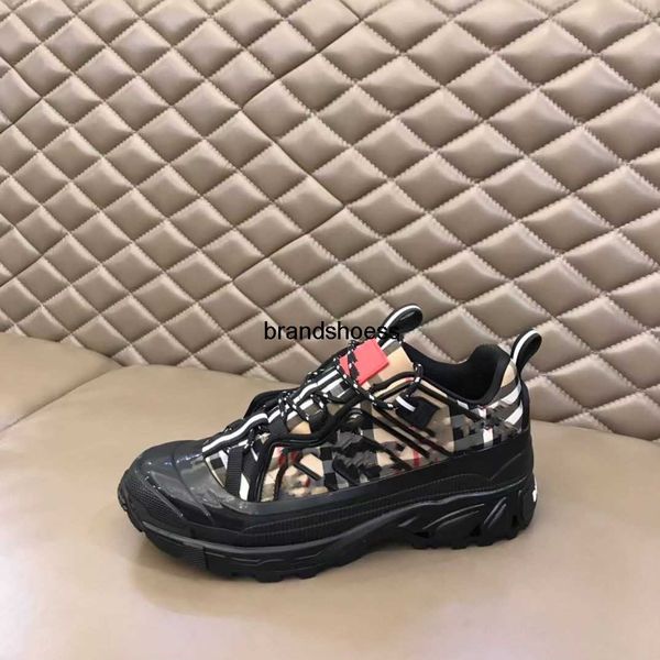 

designer shoes vintage check cotton arthur sneakers men casual outdoor shoe platform classic trainers burbrerys shoes, Black