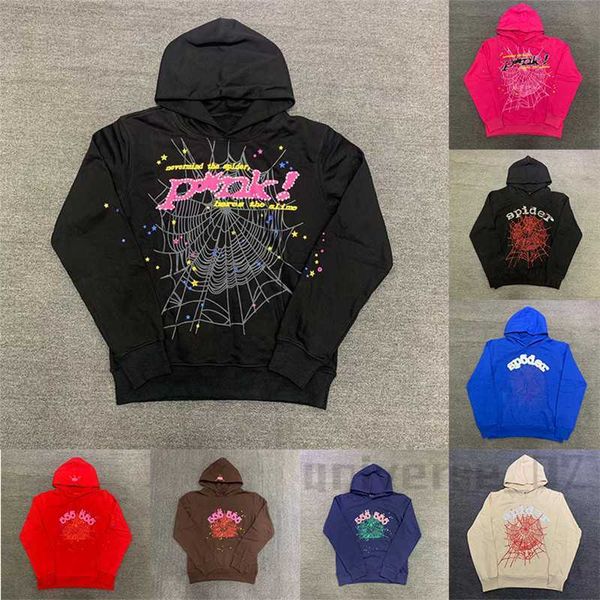 

men's hoodies sweatshirts hoodys sp5der young thug 555555 angel pullover pink red hoodies pants men quality shoe sp5ders printing spid, Black