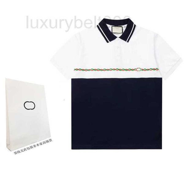 

women's polos designer spring/summer 2023 new couple's red green fried dough twists embroidery color contrast polo collar short sl, White