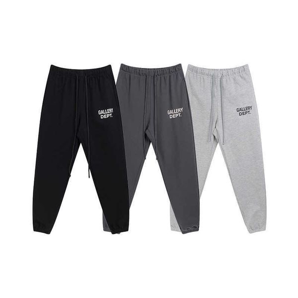 

gallerydept mens pants basic letters printed drawstring pants casual terry, Black