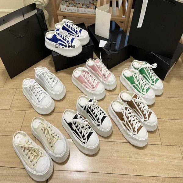 

designer shoes small fragrant new style thick sole half support canvas shoes 2023 summer breathable one foot small white shoes biscuit, Black