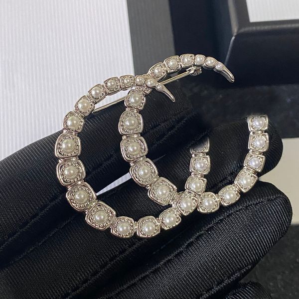 

brand designer pearl pins broochs for women party gifts luxury g-letter brooch never fading real gold plated brass copper jewelry dress acce, Gray