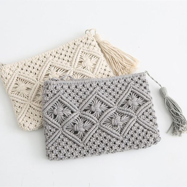 

evening bags women's bohemian style straw woven day clutches bags fashionable simple tassel causal handbag vintage beach bag for women