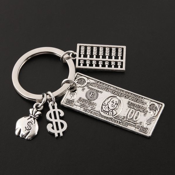 

100 dollar usd model keychain money tree purse handmade souvenir us currency gift unwomen men keyring, Slivery;golden