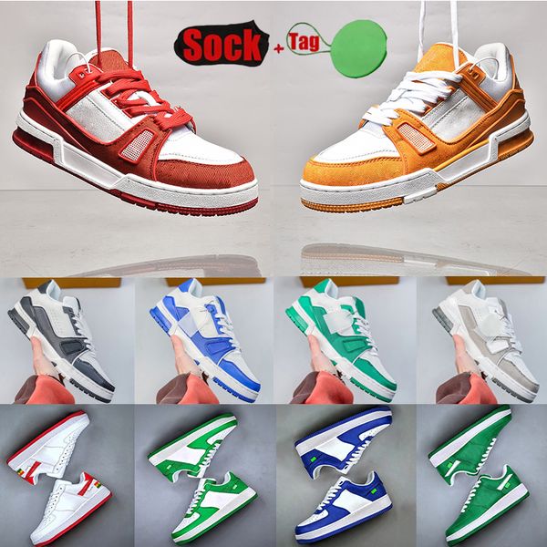 

leather men women luxury trainers shoes lvmh sneakers designer intage embossed bright natural green cream black burgundy purple platform spo