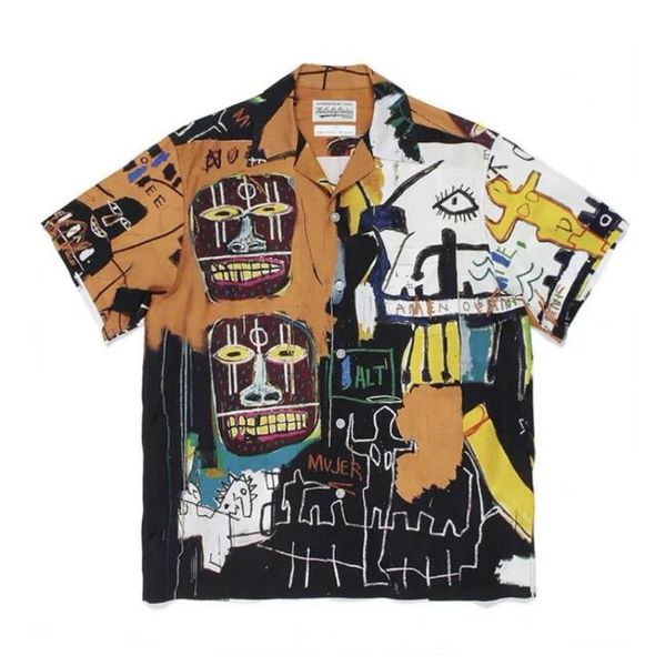 

white graffiti shirt men women hawaii shirts casual, White;black