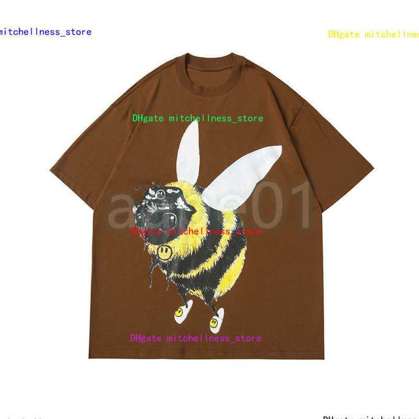 

fashion brand luxury mens t shirt little bee print round neck short sleeve summer casual t-shirt brown, White;black