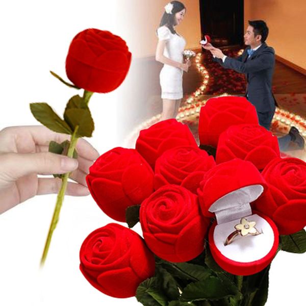 

red rose flower ring box valentine's day gift creative proposal ring box k0823