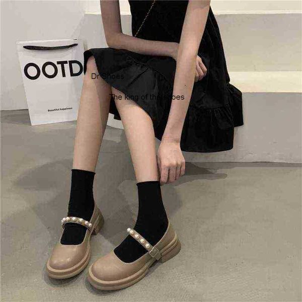 

british style small leather shoes french style mary jane shoes small fragrant style single shoes 2022 spring new women's, Black