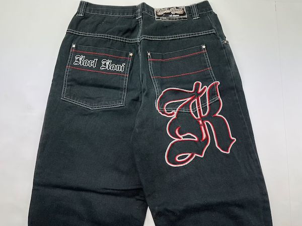 

women's jeans american retro y2k personalized letter street hiphop jean loose straightleg pants men trend fashion denim trousers 230329, Blue