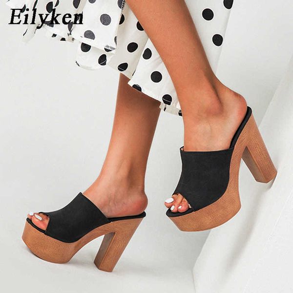 

slippers roma style platform women casual peep toe wooden thick high h, Black