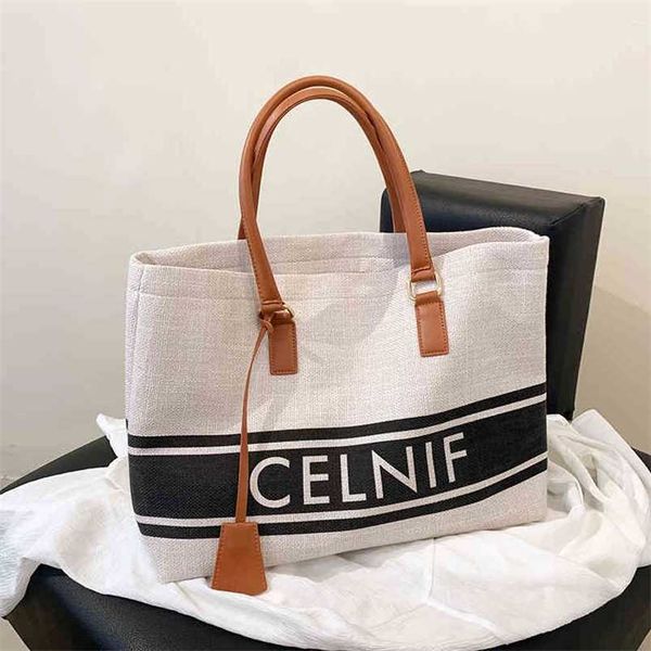

designer bag large capacity bag women's fashion 2023 new fashion one shoulder canvas bag college students' class portable tote bag