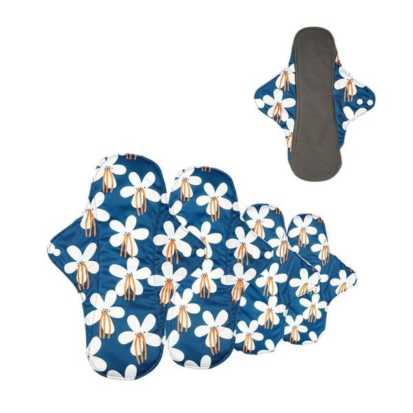 

mats happyflute 4pcs set 4sizes breathable bamboo charcoal inner reusable sanitary pads washable waterproof menstrual liner for mum 230329
