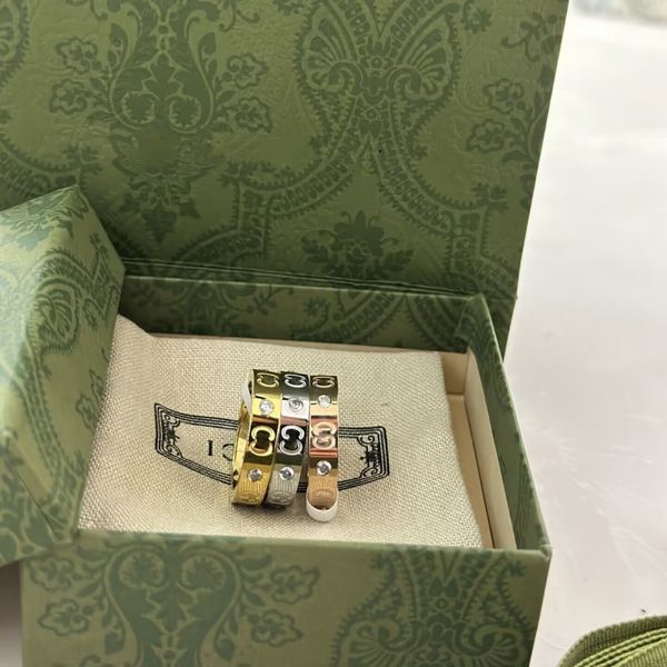 

fashion designer ring for women luxury jewelry stainless steel full diamond love ring 18k gold plated gift, Silver