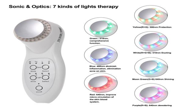 

7 colors pdt podynamics led light skin rejuvenation therapy anti aging ultrasonic pon facial massager beauty machine wrinkle2752392