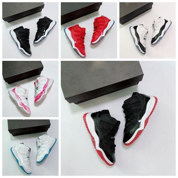

athletic & jumpman 11s designer kids climbing shoes bred low white concord legend pantone ovo grey snake skin boys girl outdoors, Black