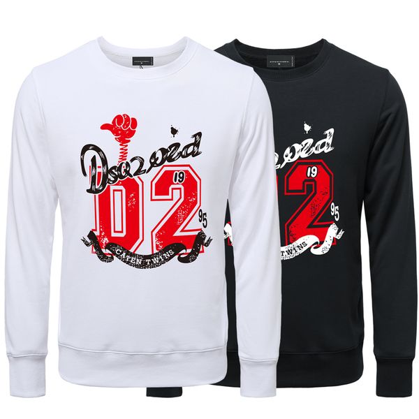 

dsq icond2 casual fashion trend pullover simple classic letter print couple sweatshirt dsq icon street fashion crew neck cotton sweatshirt w, Black