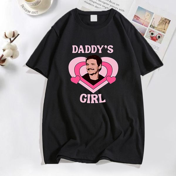 

mens tshirts pedro pascal tshirts graphic funny daddys girl t shirt cotton pedro valentines day tees casual short sleeve streetwear 90s 2303, White;black
