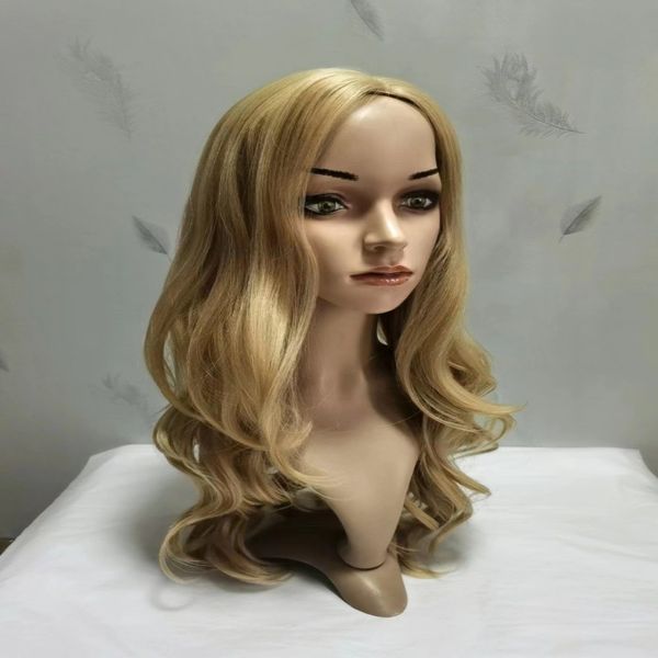 

Synthetic Wigs Ombre Blonde 24 Inch Long Straight Lace Wig for Black Women with Baby Hair 180% Density Natural Hairline Glueless, Light brown