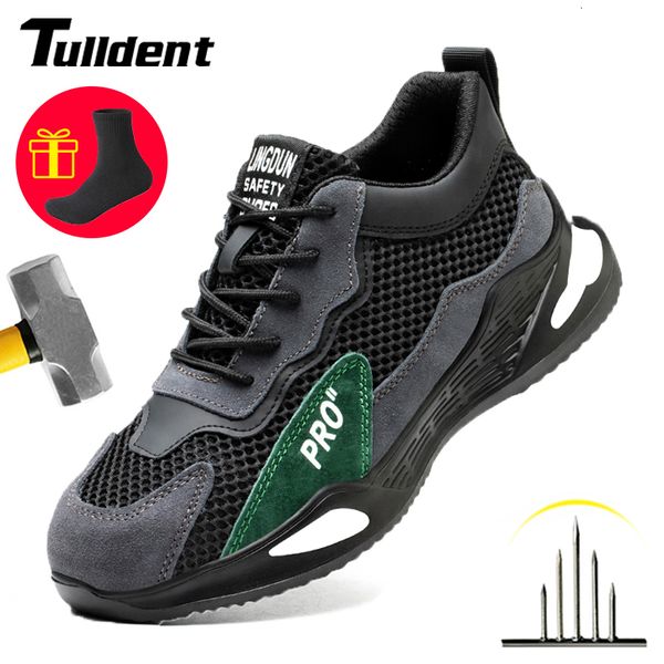 

dress shoes safety work construction men outdoor steel toe cap puncture proof lightweight boots 230329, Black