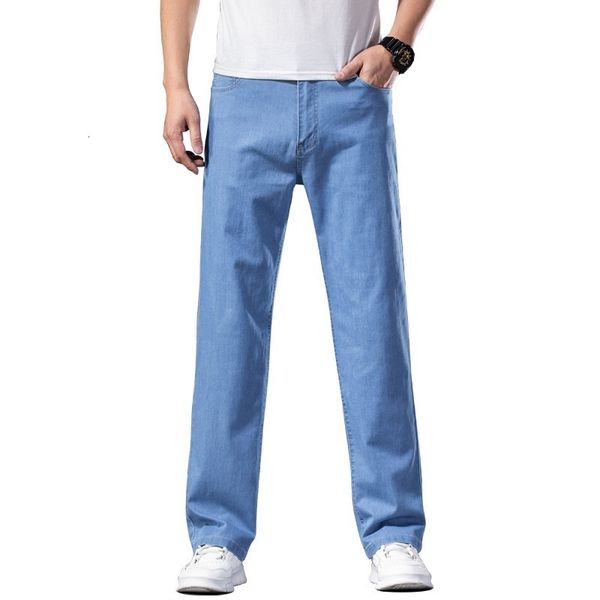 

men's jeans spring summer mens denim pants light blue colors men's loose fit pants casual lightweight jeans 230329