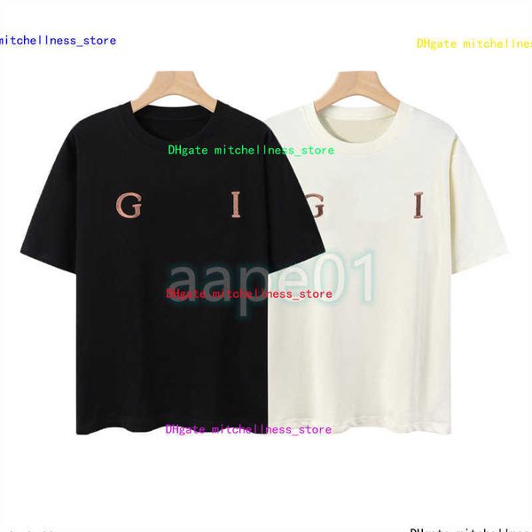 

luxury fashion brand mens t shirt classic letter embroidery short sleeve round neck summer loose t-shirt black apricot, White;black