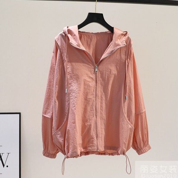 

women's trench coats hooded female sun protection clothing loose thin coat summer 2023 fashion windbreaker wild antiuv outdoor jacket 2, Tan;black