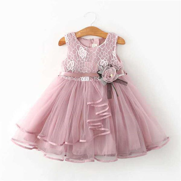 

girl's dresses summer girls evening dress rose sleeveless birthday party toddler young children yarn tutu dresses kids clothes 1 to 5 y, Red;yellow