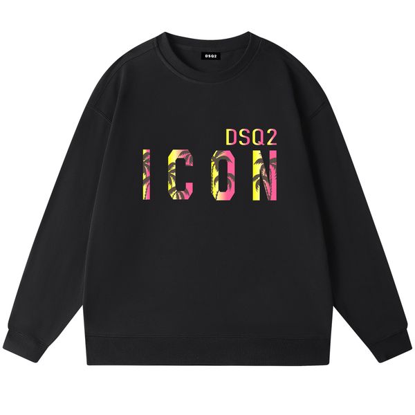 

dsq icond2 casual fashion trend pullover simple classic letter print couple sweatshirt dsq icon street fashion crew neck cotton sweatshirt w, Black