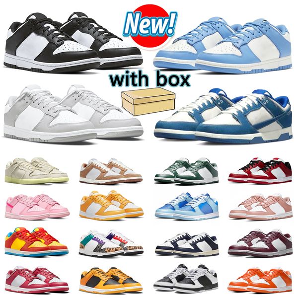 

box with 2023 designer running shoes with box for men women reverse panda white black sb dunks low dunked lows industrial blue grey fog unc