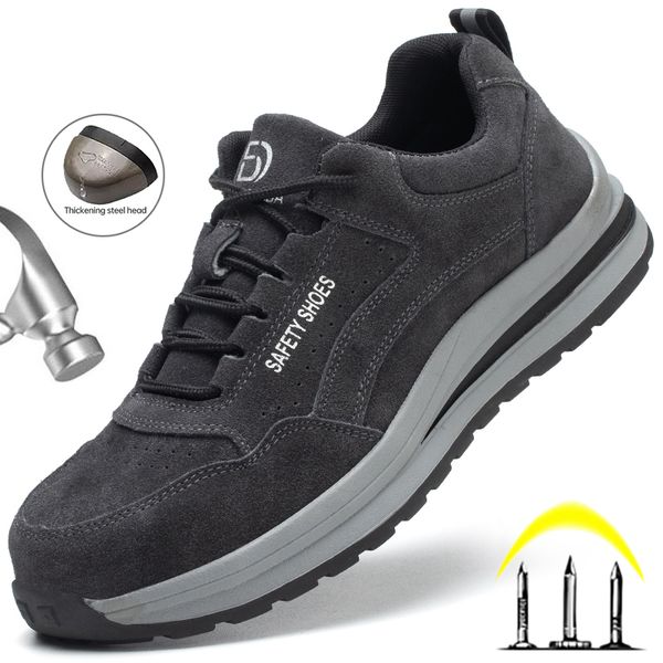

dress shoes lightweight work sneakers men safety male construction steel toe punctureproof boots 230329, Black