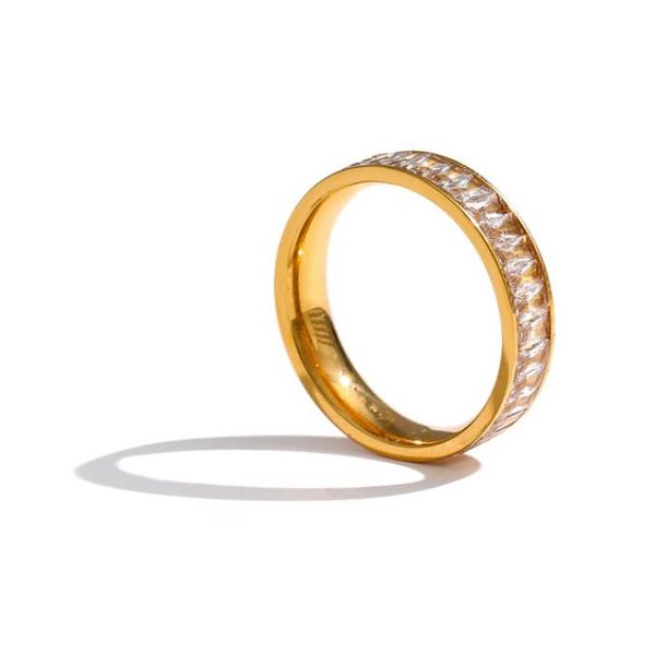 

stainless steel cubic zirconia ring fashion jewelry exquisite wedding engagement finger ring for women bijoux femme gift, Golden;silver