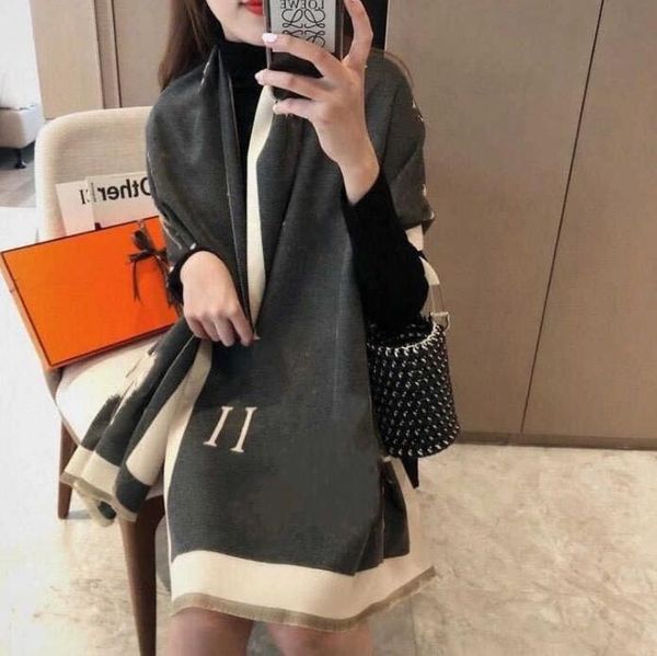 

six style letter cashmere designer scarf soft woolen scarf shawl portable warmth thickening plaid sofa horse fleece knitted blanket 65*190cm, Blue;gray