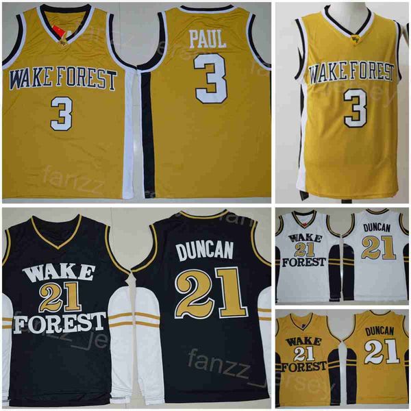 

wake forest demon deacons jersey college basketball chris paul 3 tim duncan 21 university shirt all stitched team color black white yellow f