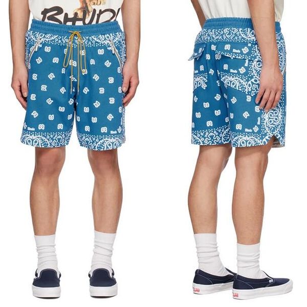 

2023 new summer men's shorts drawstring floral pattern pants lycra mini straight leg pants men's casual sports street fashion shor