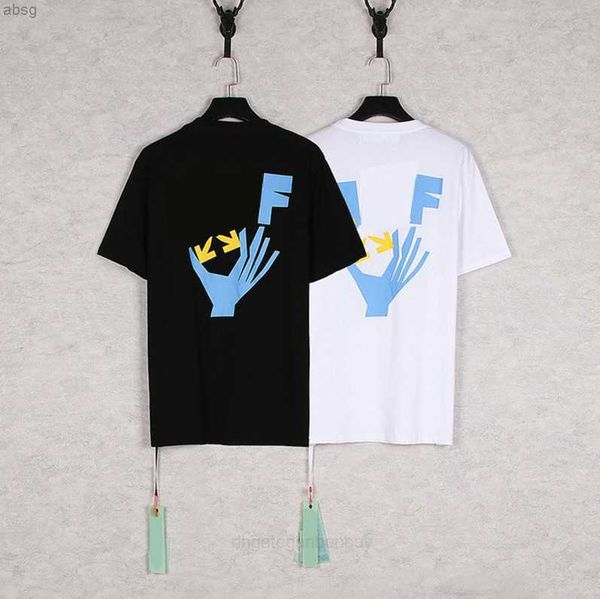 

2023 summer mens womens designers t shirts loose tees offs brands man's casual t-shirts luxury clothing back letter arrow x street hip, White;black