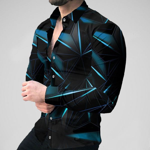 

mens casual shirts summer fashion 3d print turndown collar long sleeve for men clothing 230328, White;black