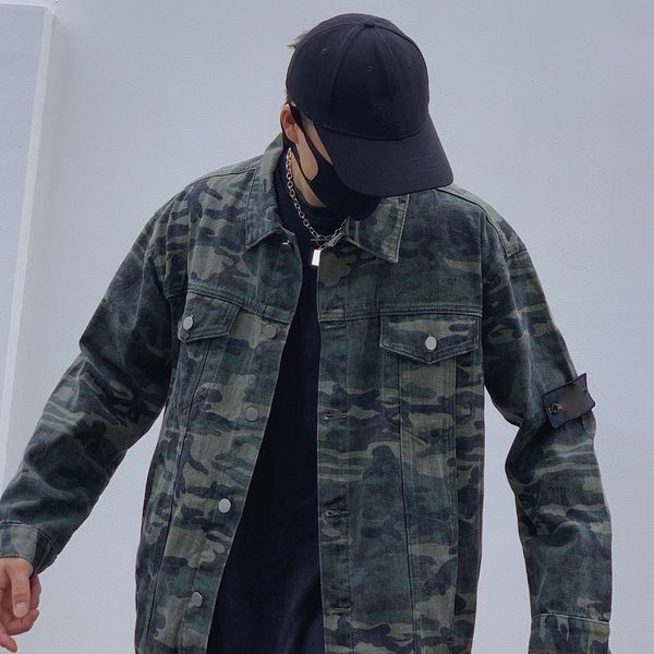 

jacket men camouflage denim jackets women coat designer locomotive jacket women's puncture lettered lapel jeans wear men's autumn, Black;brown