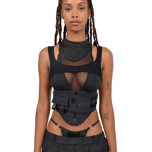 

tanks y2k lace crop women gothic clothes ropa aesthetic women summer 2022 fairy grunge tanks camis haut femme, Black;white