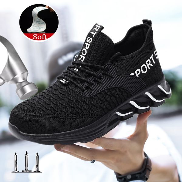 

dress shoes men safety shoe boots sneakers work shoes steel toe large size 48 sports light casual 230329, Black