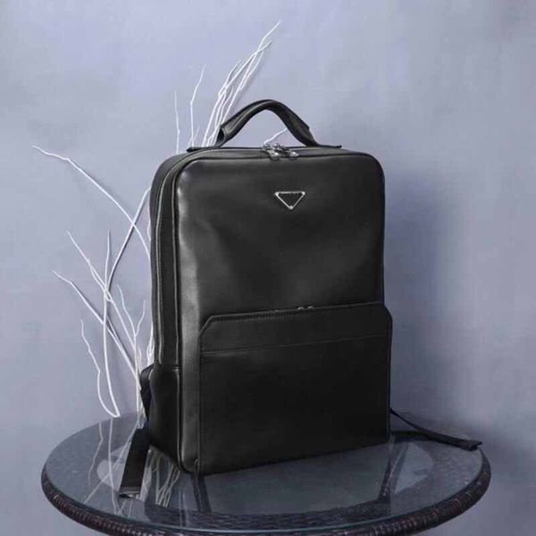 

new style school bag luxury design mens double shoulder backpack brand lapbag large student bookbag genuine leather travel bags
