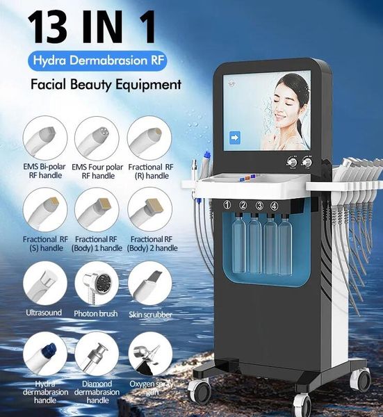 

salon use 13 in 1 hydra dermabrasion microdermabrasion machine ems rf skin rejuvenation freckle removal oxygen jet peel facial beauty equipm