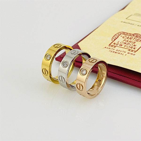 

23ss 3color love ring 5mm luxury jewelry midi rings for women titanium steel gold-plated process fashion accessories never fade not allergic, Silver