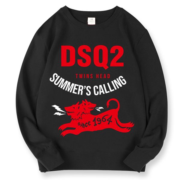 

dsq icond2 casual fashion trend pullover simple classic letter print couple sweatshirt dsq icon street fashion crew neck cotton sweatshirt w, Black